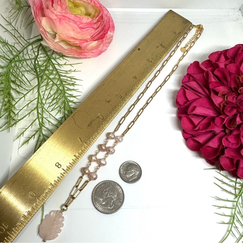 NEW⚜️Rose Quartz & Freshwater Pearl Hand Linked Necklace - Picture 7 of 9